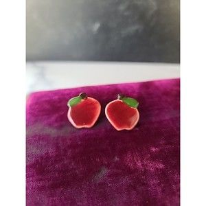 Vintage Ceramic Apple Stud Earrings